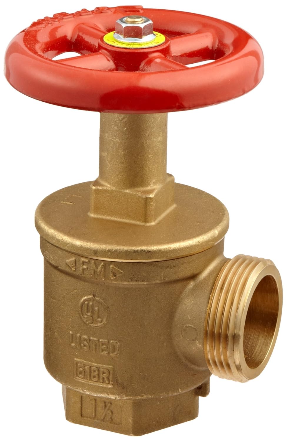 1-1/2" NPT Female x 1-1/2" NST Male Brass Fire Hose Angle Valve – 300 PSI, UL/FM Approved