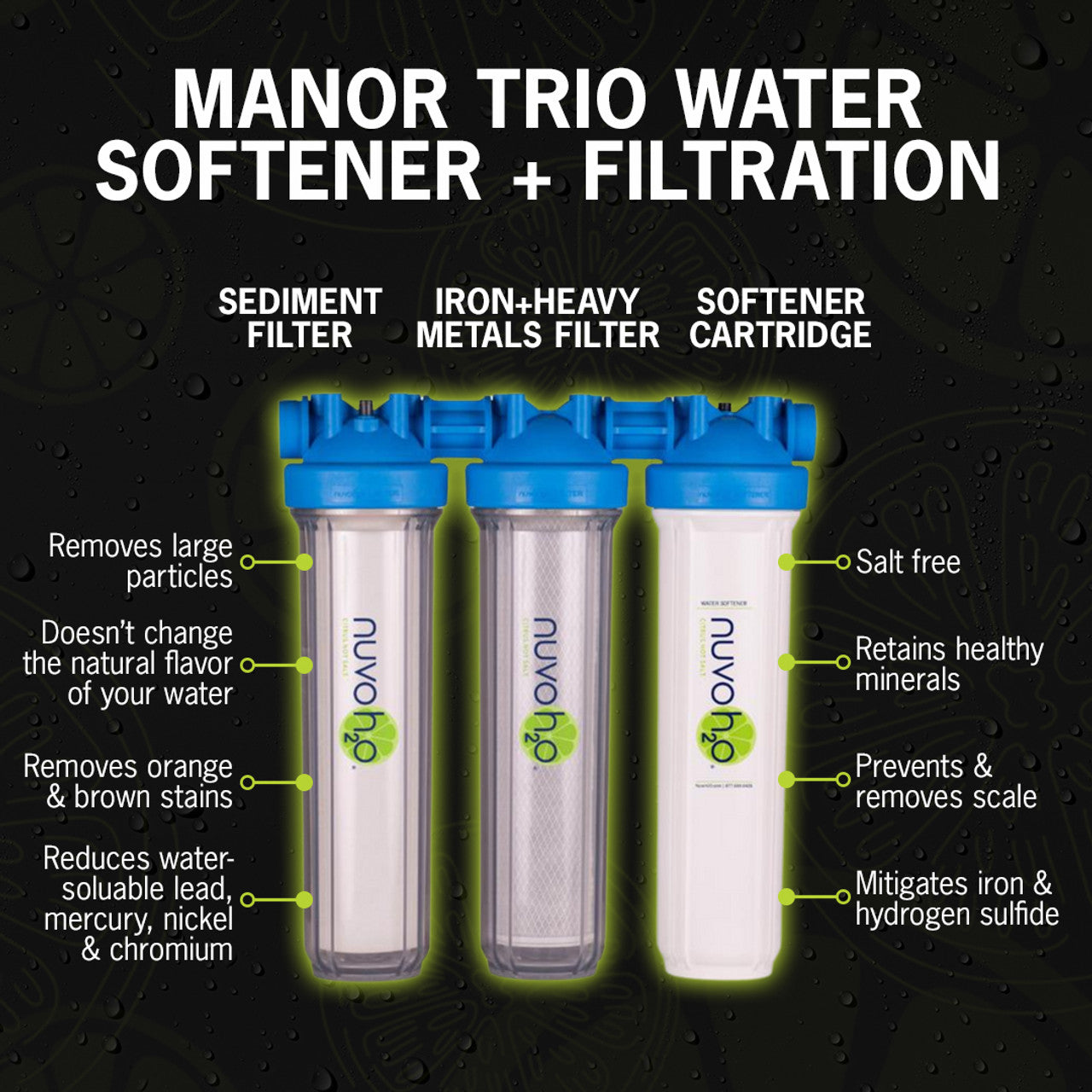 Nuvo H2O Manor Trio Water Softener- Sediment + Iron