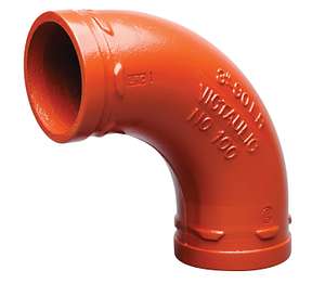 8" Grooved 90° Long Radius Elbow – Ductile Iron, UL/FM Approved