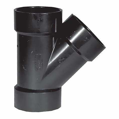 Side view of 1-1/2" ABS wye showing 45° branch