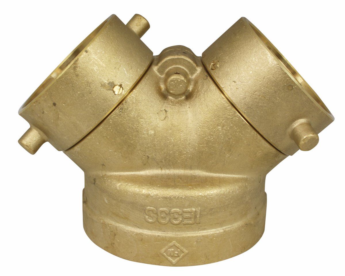 4" x 2-1/2" x 2-1/2" Straight Siamese Fire Department Connection (Brass, NST)