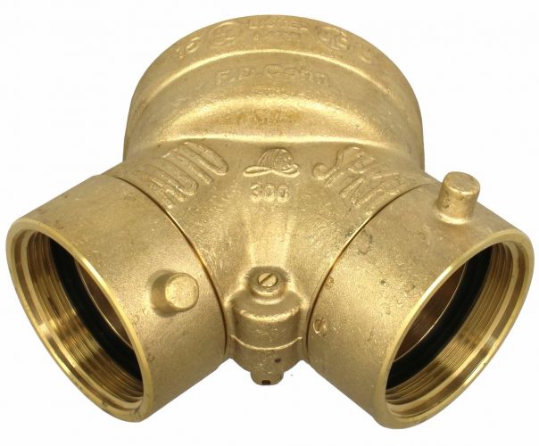 4" x 2-1/2" x 2-1/2" Straight Siamese Fire Department Connection (Brass, NST)