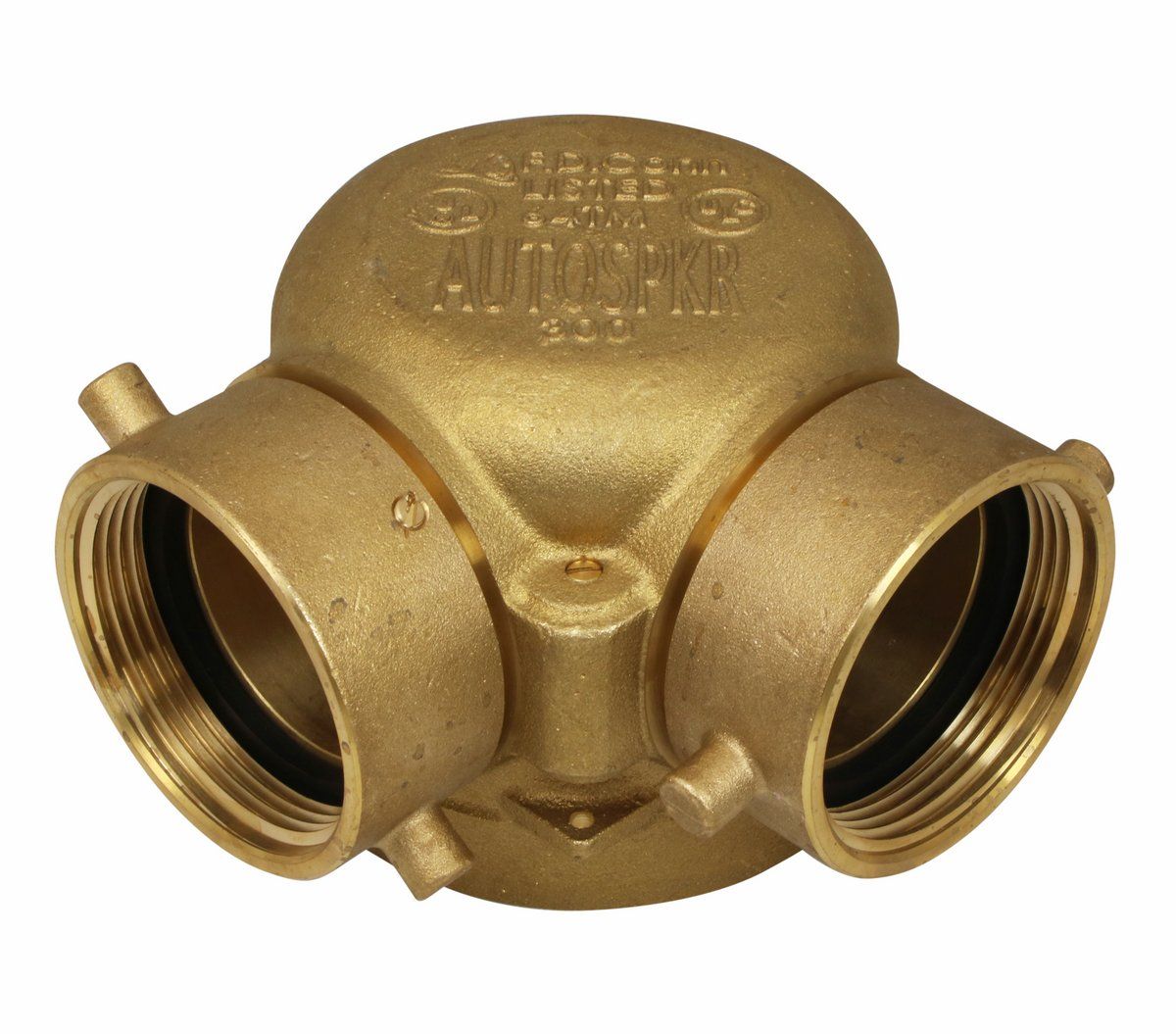4" x 2-1/2" x 2-1/2" 90° Siamese Fire Department Connection (Brass, NST)