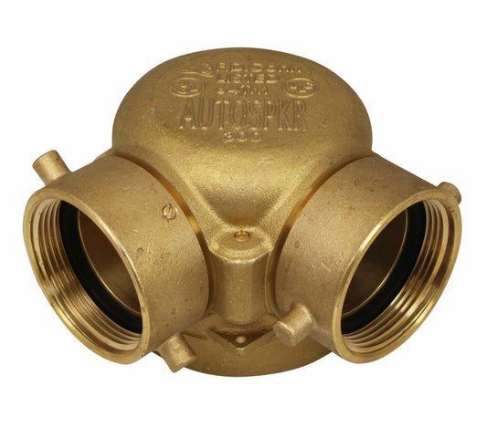 4" x 2-1/2" x 2-1/2" 90° Siamese Fire Department Connection (Brass, NST)