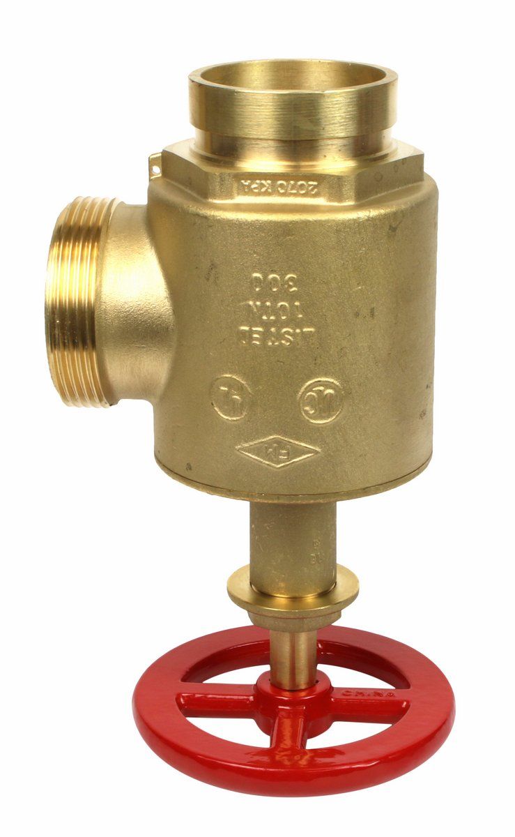 2-1/2" Grooved x Male NST Brass Angle Hose Valve (UL/FM, 300 PSI)