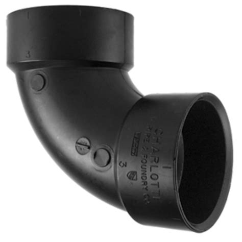 1-1/2 inch ABS 90 degree elbow DWV hub x hub


